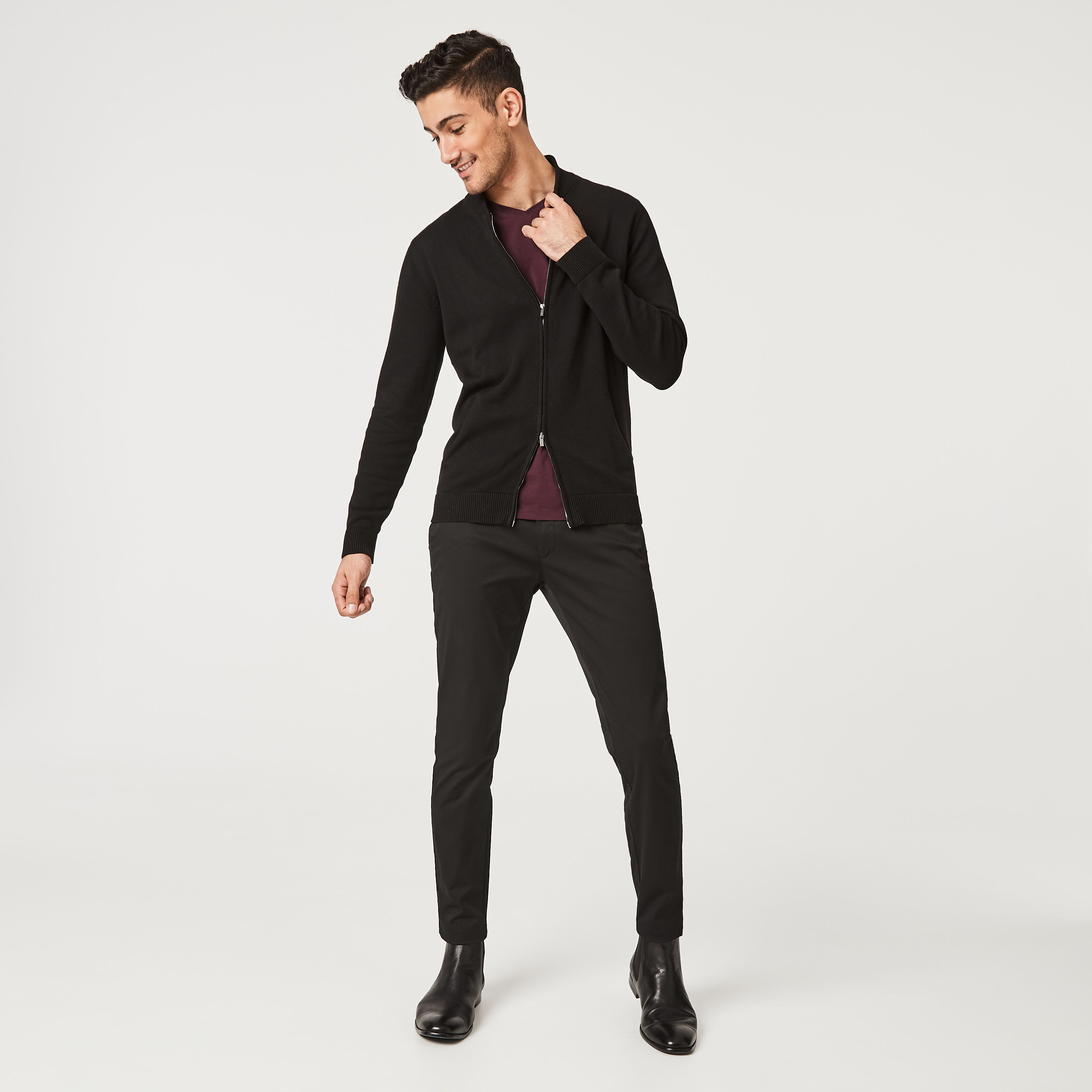 Mens black sales zip cardigan